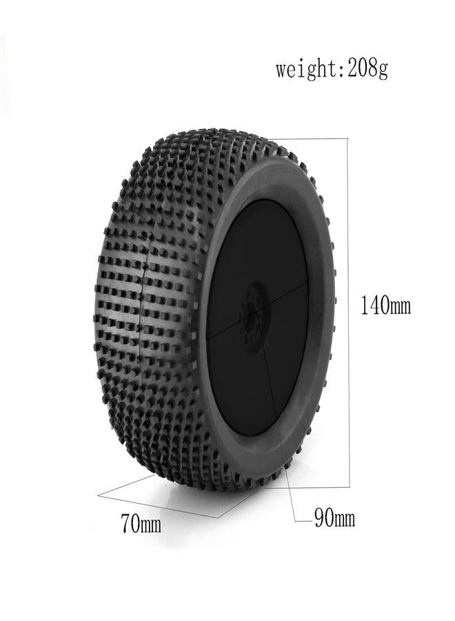 Dantenron 1/8 RC Off Road Racing Truck Tires OD 5.51" and Wheels Rims 17mm Hex for 1:8 Buggy Truck Car Traxxas Arrma Kraton Typhon 6S 3S Talion 6S Losi 8ight HPI Vorza Flux Kyosho Hobao 4PCS (Black) - Image 2